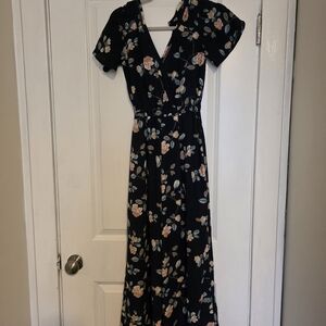 Sienna Sky Black Maxi Dress with Floral Design